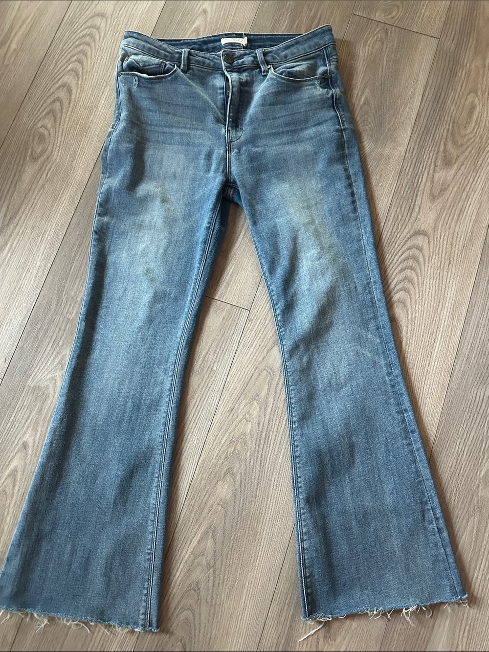 UnPublished Medium Blue Flare Jeans with Raw Hem